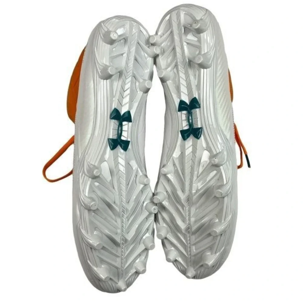 Under‎ Armour Nitro Icon Mid MC Football Cleats Mens Size 15 Orange and White
